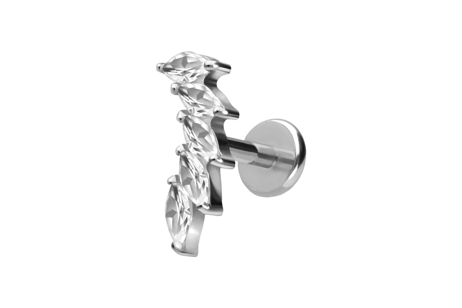 Titan Labret Piercing mit Push Fit 5 EINGEFASSTE KRISTALLTROPFEN